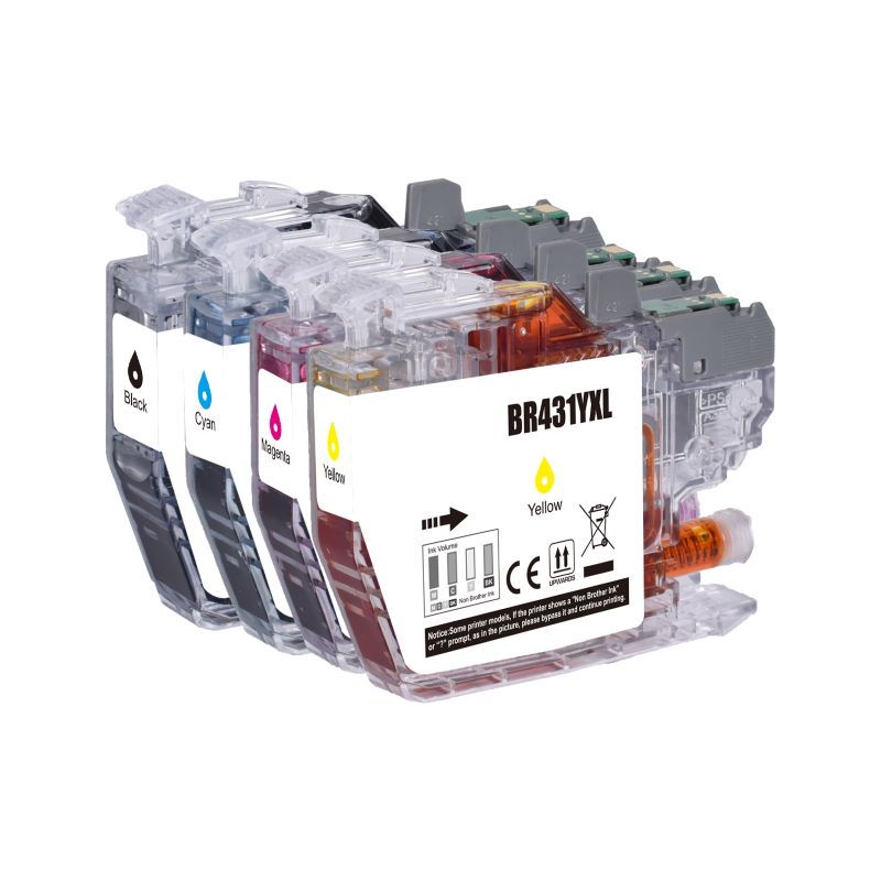 Compatible Inkjet Value Pack: Substitute to Brother LC431XL LC431 - (1 X Black, 1 X Cyan, 1 X Magenta, 1 X Yellow)