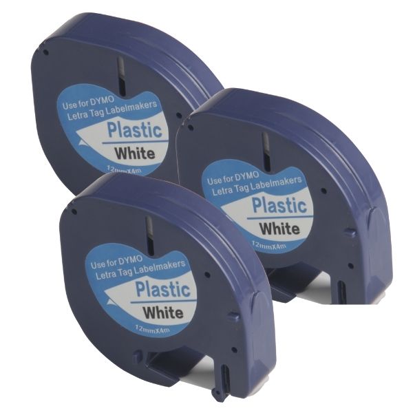 Compatible Label Tape Cassettes Black-on-White *Triple Pack*: Substitute to Dymo LetraTag LT 91331 by Items Online Ltd