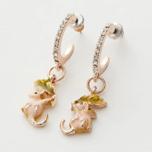 Enamel Dormouse Hoop Earrings by Fable England