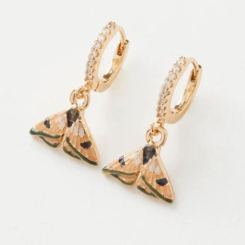 Enamel Moth Huggie Earrings by Fable England