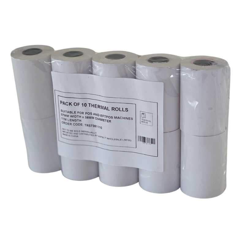 Thermal Rolls 57MM(W) X 38MM(D) X 11M Length - 10 PACK by Items Online Ltd