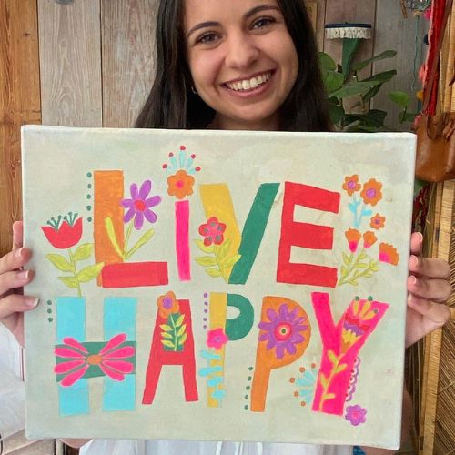 Paint by Numbers: Live Happy Canvas and Painting Set by Natural Life